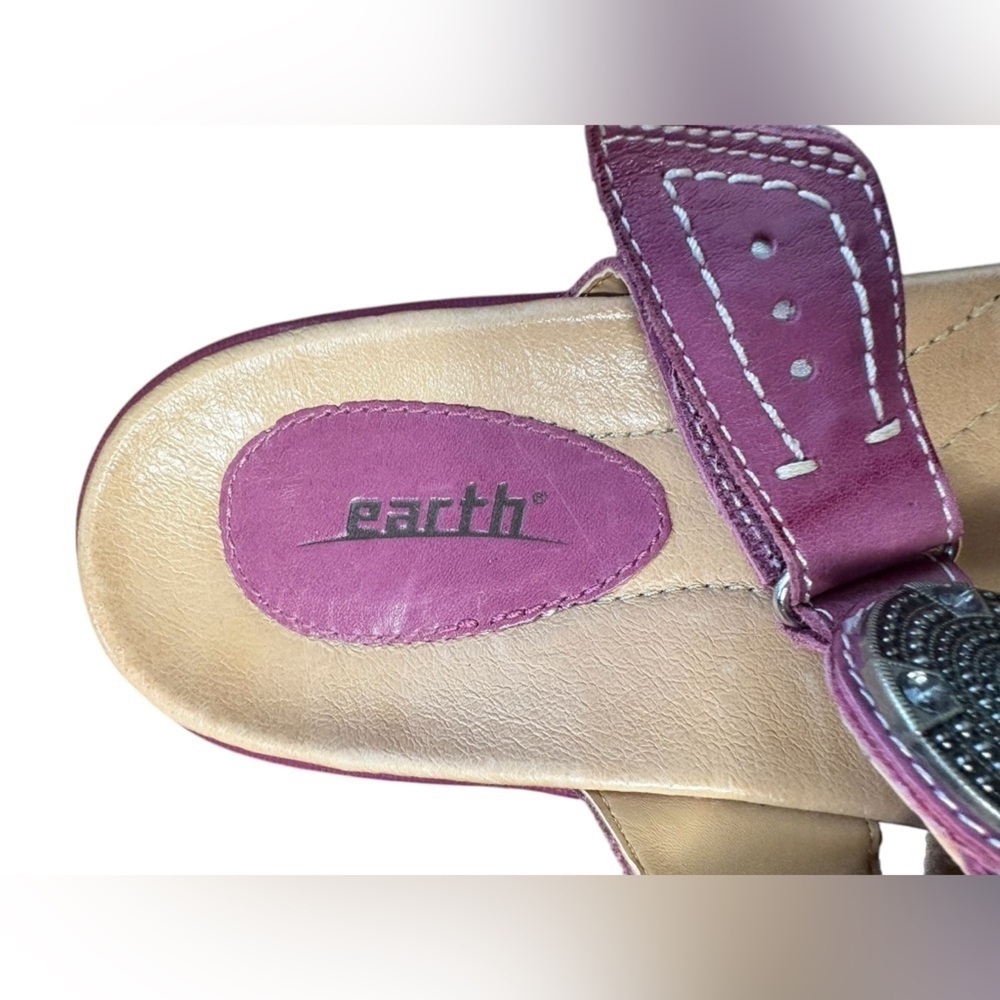 Earth Shoes Womens 8B raspberry pink Papaya Slides Sandals Rhinestones preloved - Picture 8 of 8